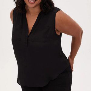 Harper- Black Georgette Pullover Tank